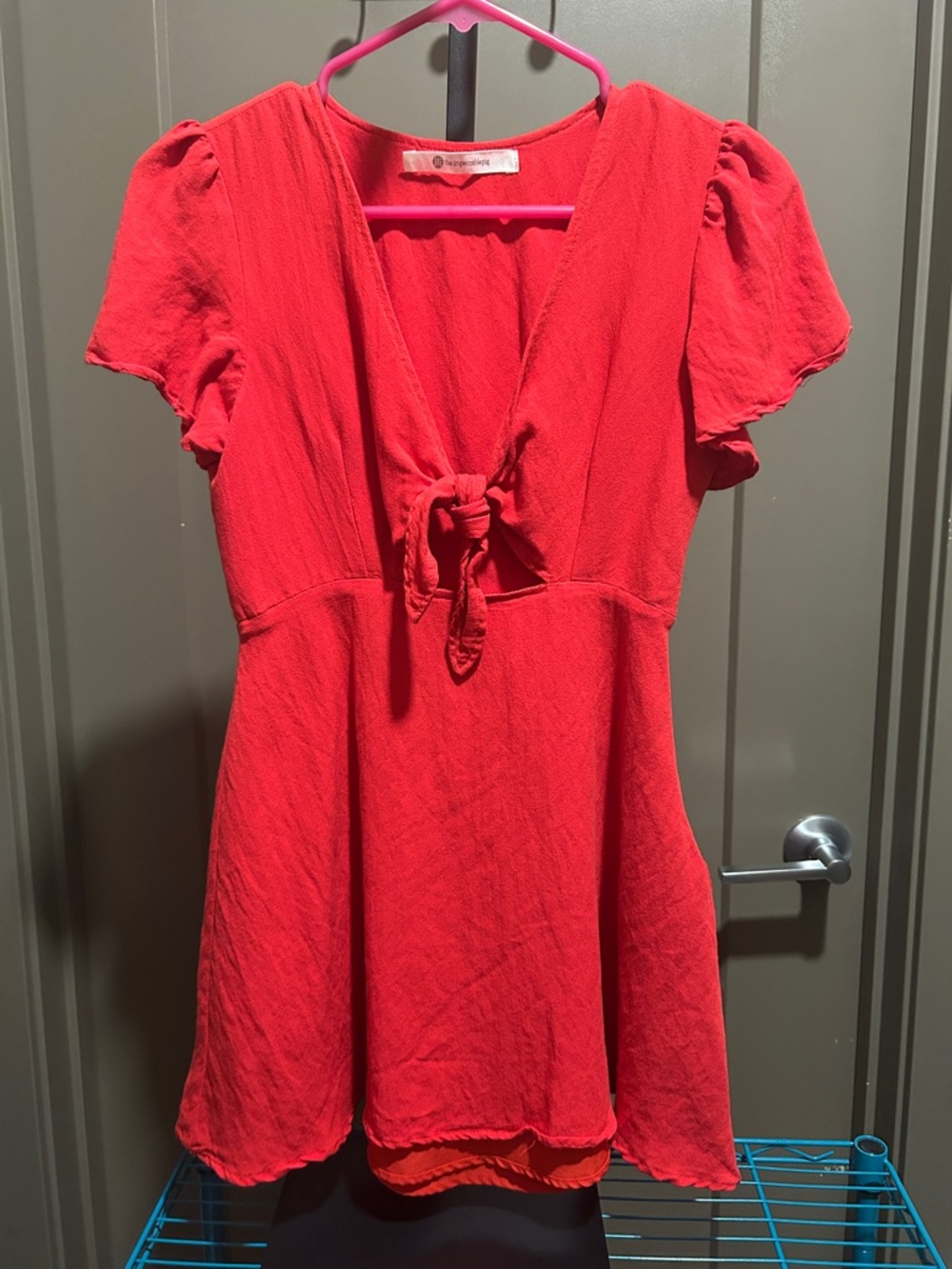 The Impeccable Pig Red Tie-Front Mini Dress